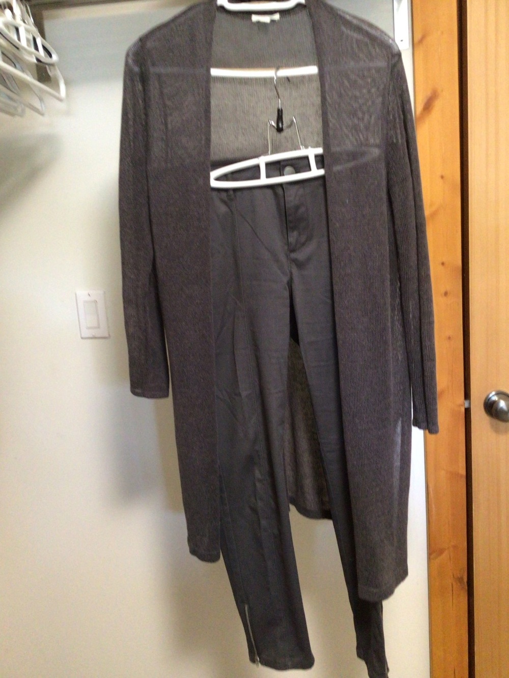J. Jill Gray Knit Duster with Straight Leg Pants